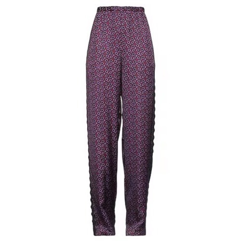 Manila Grace Garnet Purple Geometric Print Rickrack Trim Pants 40 NEW